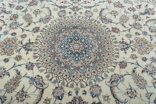 Central medallion detail of New Nain rug from Iran / Persia