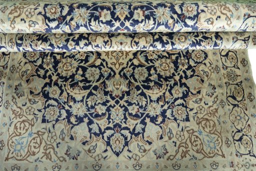 Close-up detail of 2000s Nain rug from Iran / Persia showing Wool weave