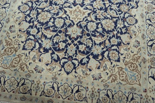 Close-up detail of 2000s Nain rug from Iran / Persia showing Wool weave