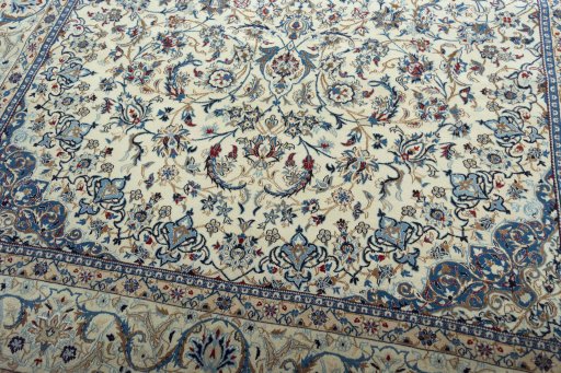 Close-up detail of 2000s Nain rug from Iran / Persia showing Wool weave