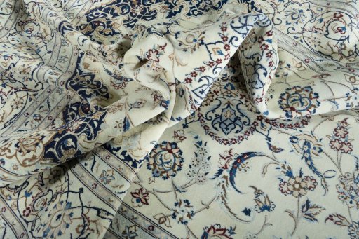 Surface texture of New Nain rug with natural Wool and intricate pattern