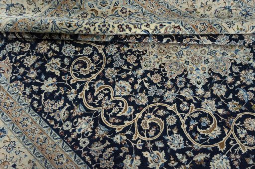 Close-up detail of 1970s Nain rug from Iran / Persia showing Cork weave
