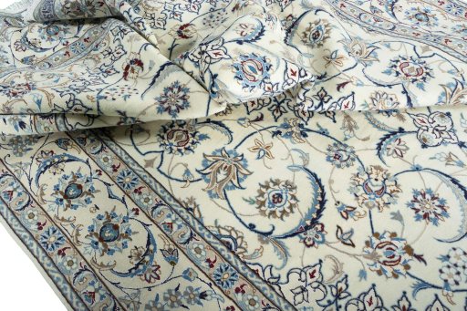 Surface texture of New Nain rug with natural Wool and intricate pattern
