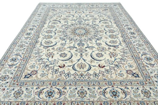 Surface texture of New Nain rug with natural Wool and intricate pattern