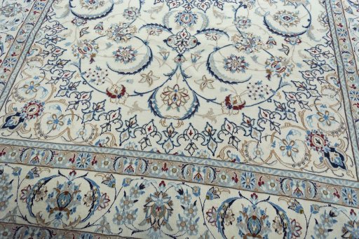 Close-up detail of New Nain rug from Iran / Persia showing Wool weave