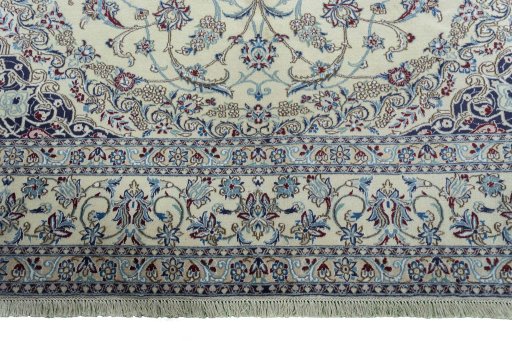 Full view of 2000s Nain rug from Iran / Persia, 345 × 245 cm in Beige tones