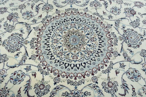 Central medallion detail of 2000s Nain rug from Iran / Persia