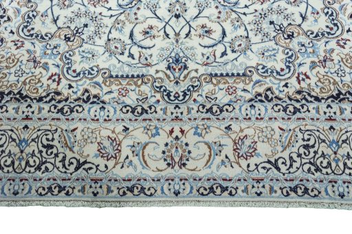 Full view of 2000s Nain rug from Iran / Persia, 306 × 215 cm in Beige tones