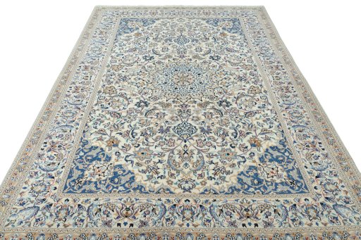 Surface texture of 2000s Nain rug with natural Wool and intricate pattern