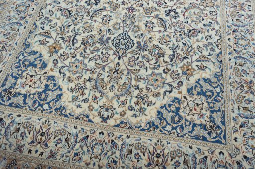 Close-up detail of 2000s Nain rug from Iran / Persia showing Wool weave