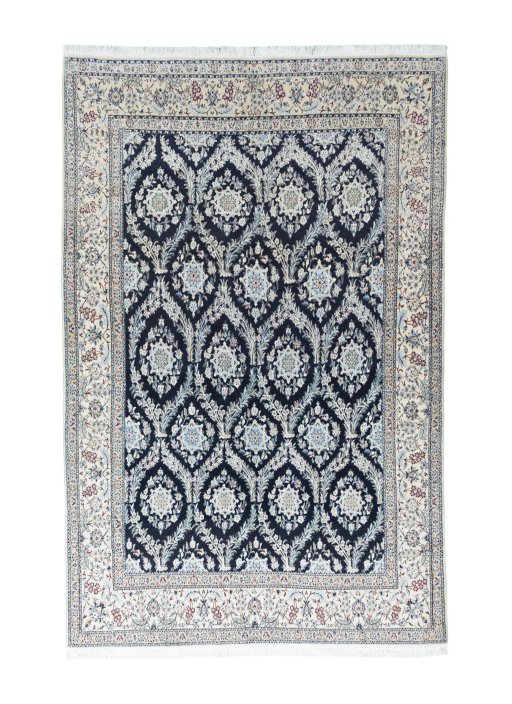 Full view of New Nain rug from Iran / Persia, 300 × 196 cm in Blue tones