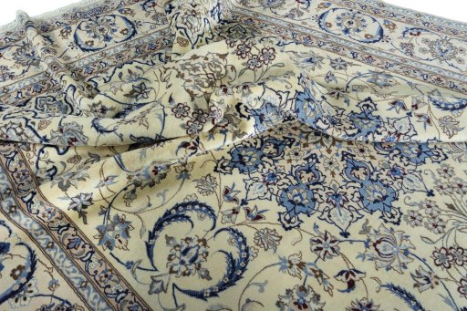 Surface texture of New Nain rug with natural Wool and intricate pattern