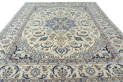 Surface texture of New Nain rug with natural Wool and intricate pattern
