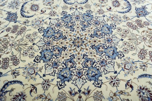 Central medallion detail of New Nain rug from Iran / Persia