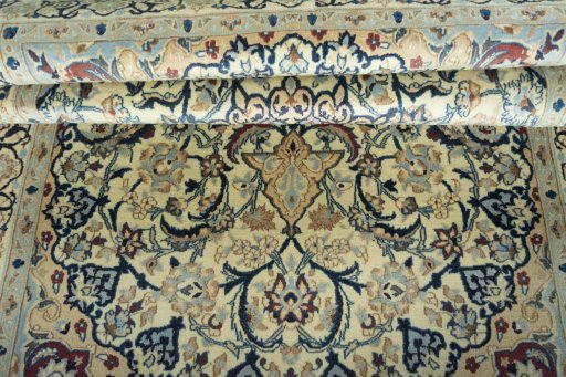 Close-up detail of 2000s Nain rug from Iran / Persia showing Wool weave