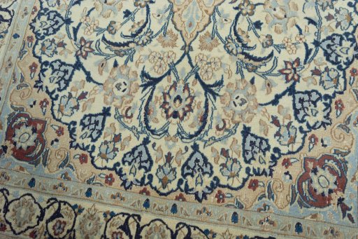 Close-up detail of 2000s Nain rug from Iran / Persia showing Wool weave