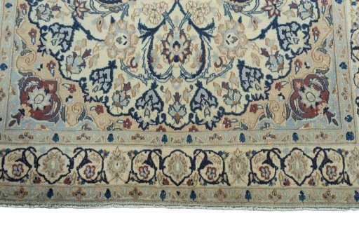 Full view of 2000s Nain rug from Iran / Persia, 215 × 130 cm in Beige tones