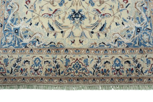 Full view of 2000s Nain rug from Iran / Persia, 300 × 165 cm in Beige tones