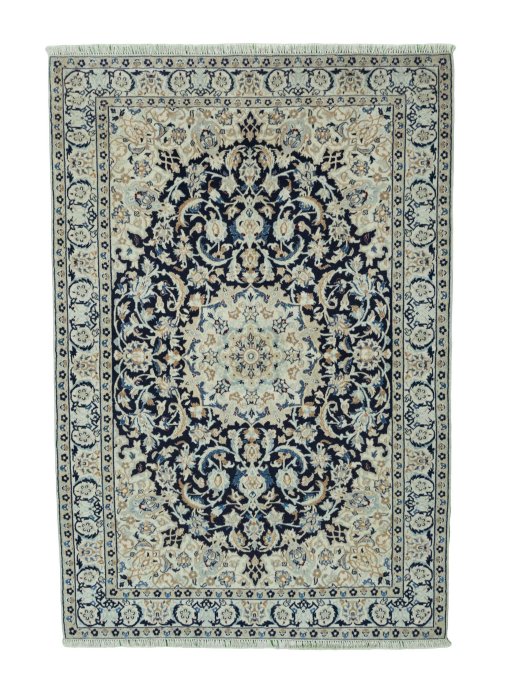 Full view of 2000s Nain rug from Iran / Persia, 194 × 132 cm in Blue tones