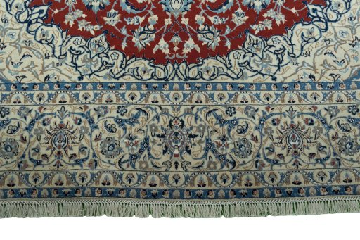 Full view of 2000s Nain rug from Iran / Persia, 395 × 262 cm in Red tones