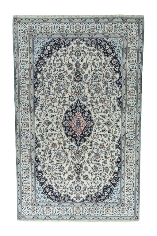 Full view of 2000s Nain rug from Iran / Persia, 345 × 215 cm in Beige tones