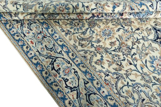 Close-up detail of 2000s Nain rug from Iran / Persia showing Wool weave