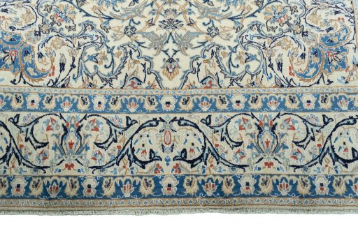 Full view of 2000s Nain rug from Iran / Persia, 323 × 196 cm in Beige tones
