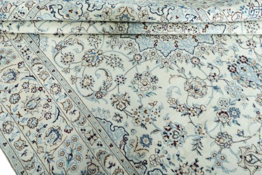 Close-up detail of 2000s Nain rug from Iran / Persia showing Wool weave