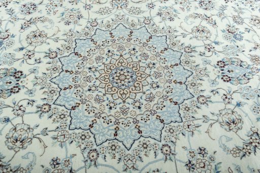 Central medallion detail of 2000s Nain rug from Iran / Persia