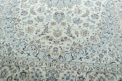 Close-up detail of 2000s Nain rug from Iran / Persia showing Wool weave