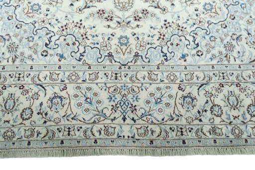 Full view of 2000s Nain rug from Iran / Persia, 353 × 250 cm in Beige tones