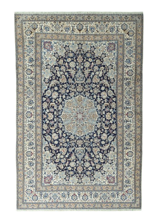 Full view of 2000s Nain rug from Iran / Persia, 320 × 206 cm in Blue tones