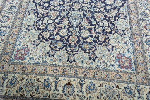 Close-up detail of 2000s Nain rug from Iran / Persia showing Wool weave