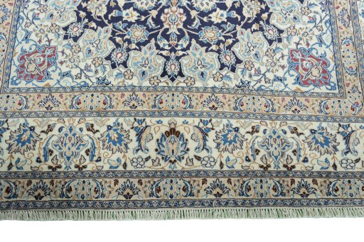 Full view of 2000s Nain rug from Iran / Persia, 320 × 206 cm in Blue tones