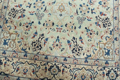 Close-up detail of 2000s Nain rug from Iran / Persia showing Wool weave