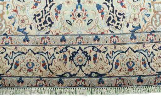 Full view of 2000s Nain rug from Iran / Persia, 208 × 125 cm in Green tones