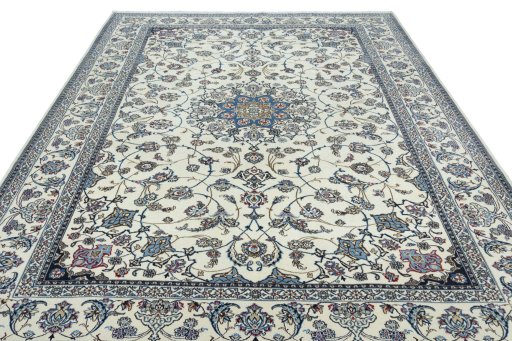 Surface texture of 2000s Nain rug with natural Wool and intricate pattern