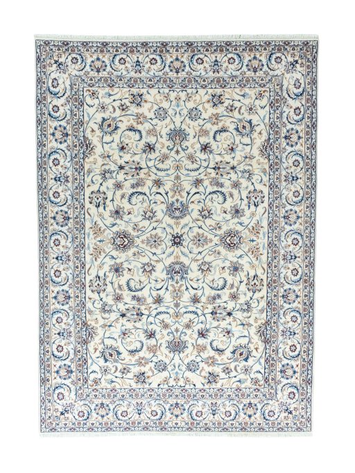 Full view of 2000s Nain rug from Iran / Persia, 362 × 257 cm in Beige tones
