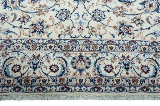 Full view of 2000s Nain rug from Iran / Persia, 362 × 257 cm in Beige tones
