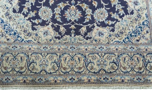 Full view of 2000s Nain rug from Iran / Persia, 292 × 197 cm in Blue tones