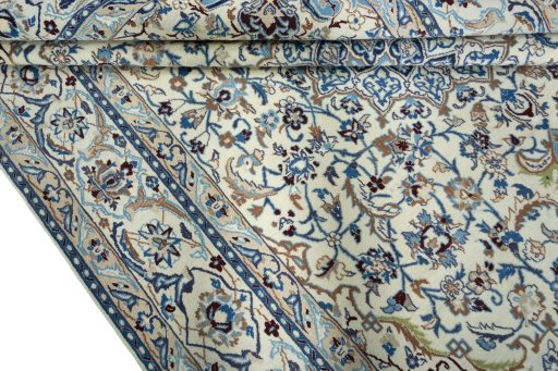 Close-up detail of 2000s Nain rug from Iran / Persia showing Wool weave