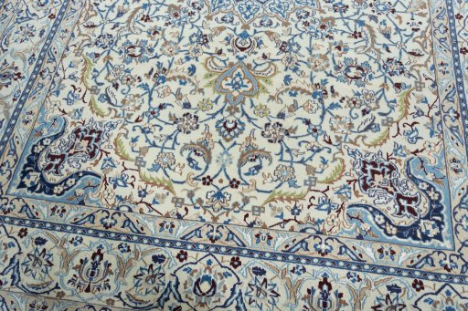Close-up detail of 2000s Nain rug from Iran / Persia showing Wool weave
