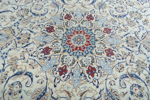 Central medallion detail of 2000s Nain rug from Iran / Persia