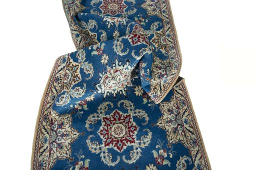 Close-up detail of 2000s Nain rug from Iran / Persia showing Wool weave