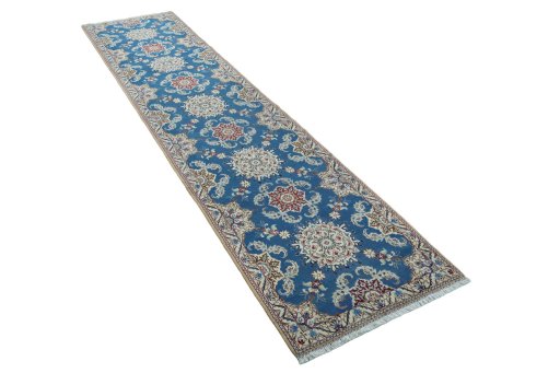 Close-up detail of 2000s Nain rug from Iran / Persia showing Wool weave