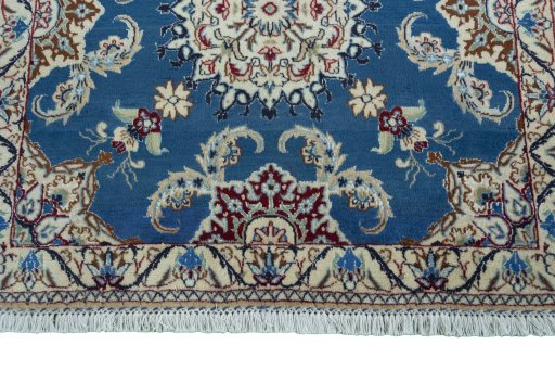 Close-up detail of 2000s Nain rug from Iran / Persia showing Wool weave