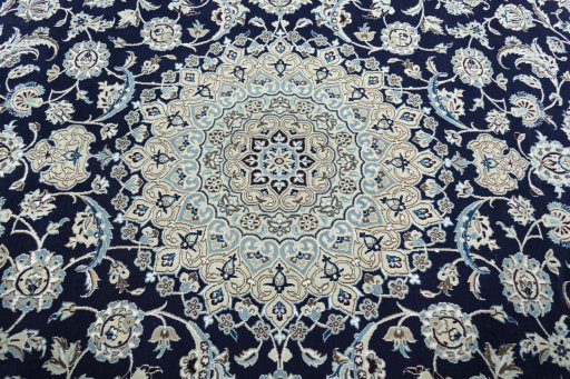 Central medallion detail of 2000s Nain rug from Iran / Persia
