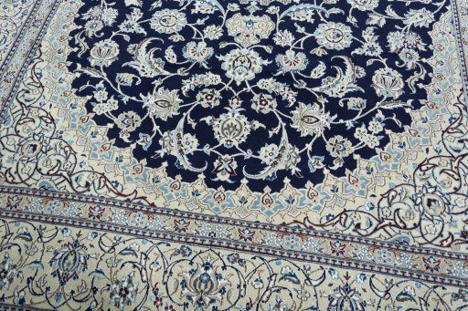 Close-up detail of 2000s Nain rug from Iran / Persia showing Wool weave