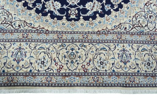 Full view of 2000s Nain rug from Iran / Persia, 355 × 247 cm in Blue tones