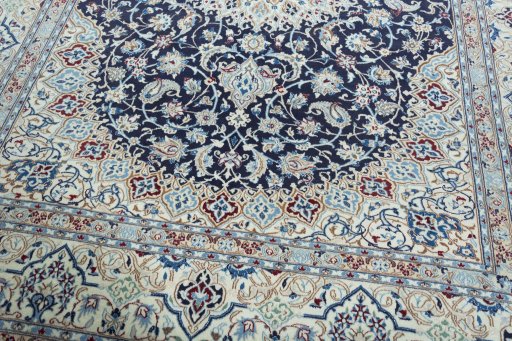 Close-up detail of 2000s Nain rug from Iran / Persia showing Wool weave